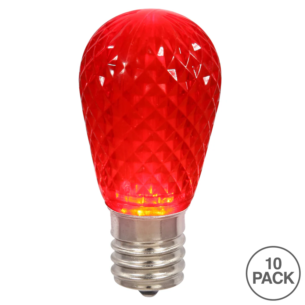 Vickerman S14 LED Red Faceted Replacement Bulb 10 Bulbs per Pack - Cheap-Us