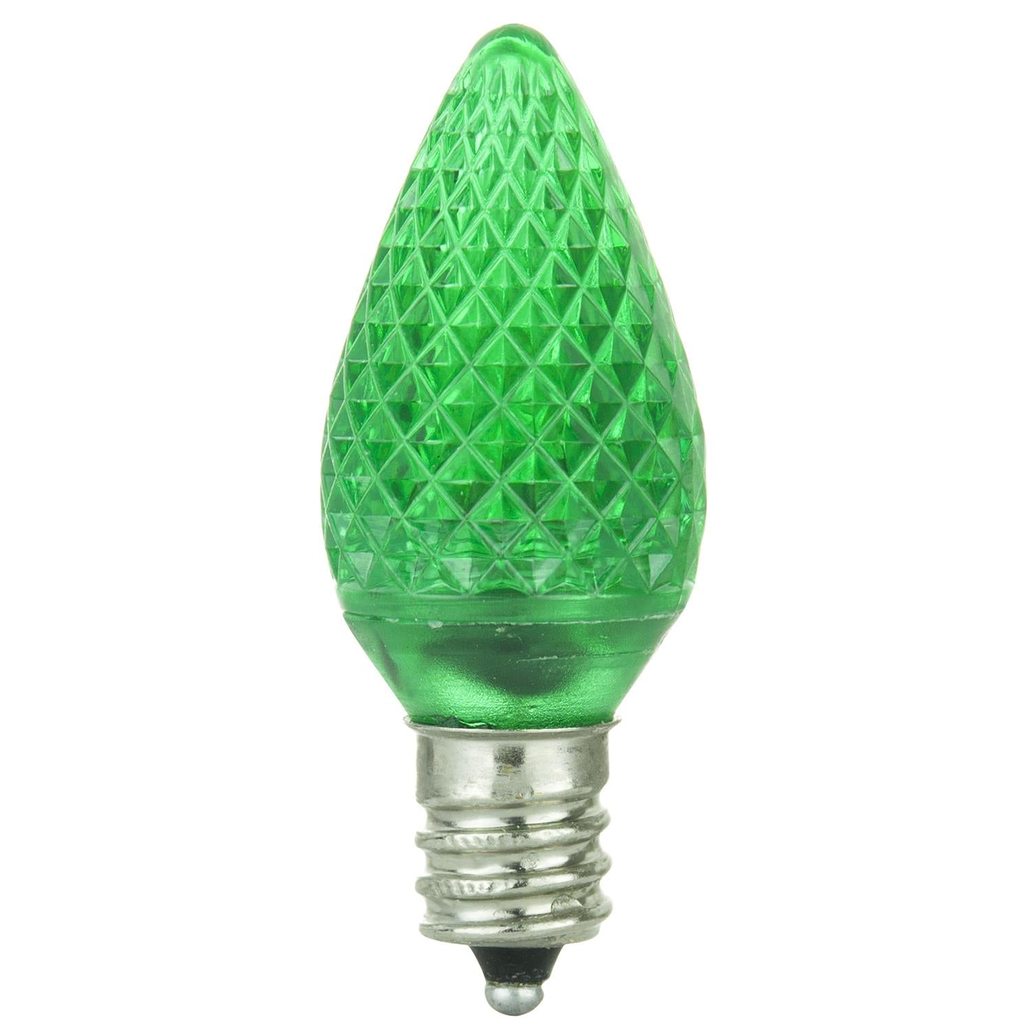 Sunlite 80701 LED C7 Holiday Decorative Light Bulb, 0.4 Watts, E12 Candelabra Base, Faceted Christmas-Lights; Nightlight, Green - Cheap-Us
