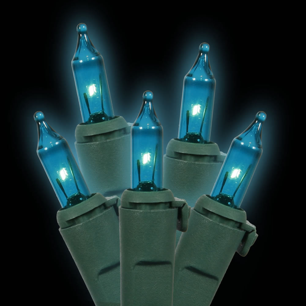Vickerman 100 Teal Mini Light on Green Wire, 33' Christmas Light Strand- 2 Pack - Cheap-Us