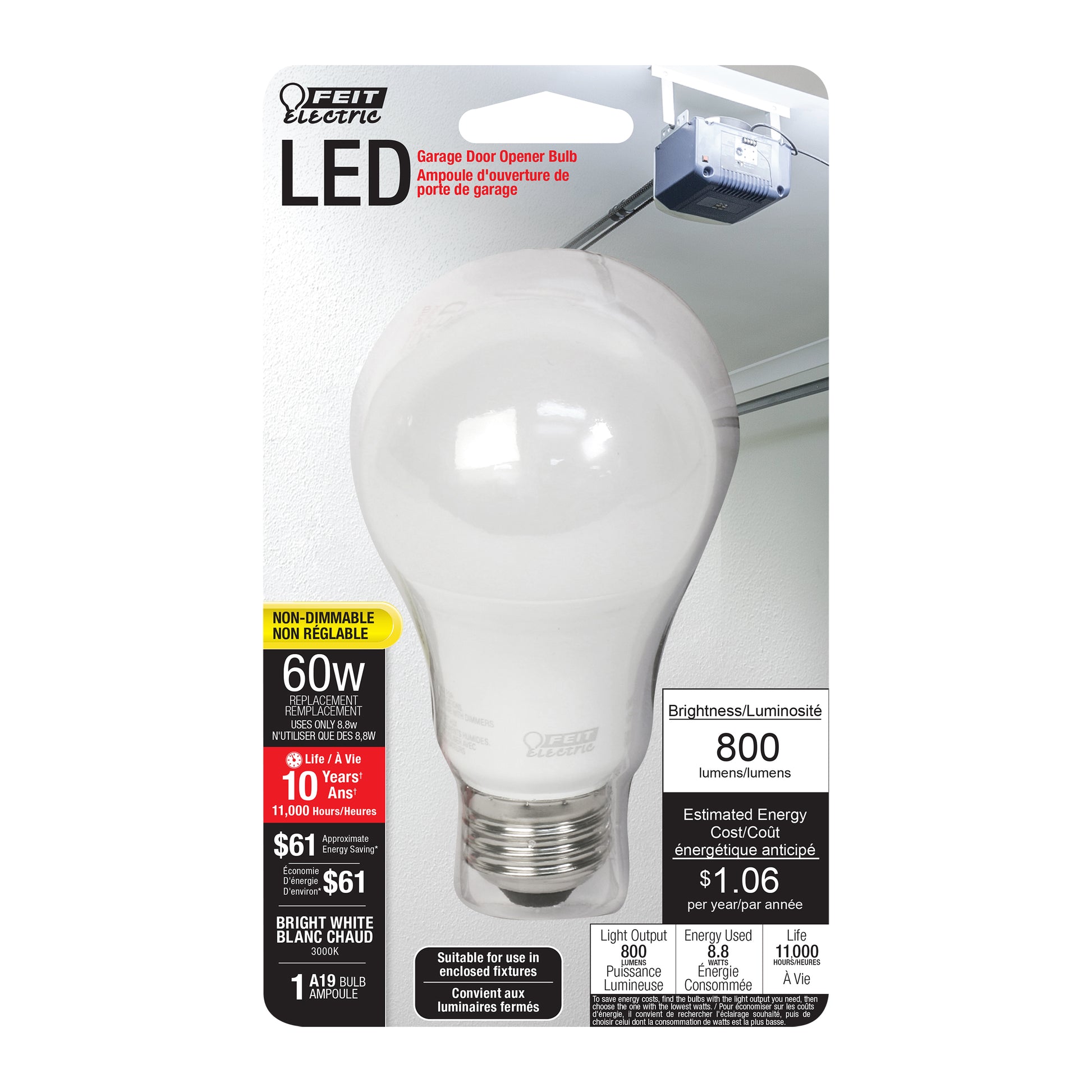 60-Watt Equivalent A19 Bright White Garage Bulb LED - Cheap-Us