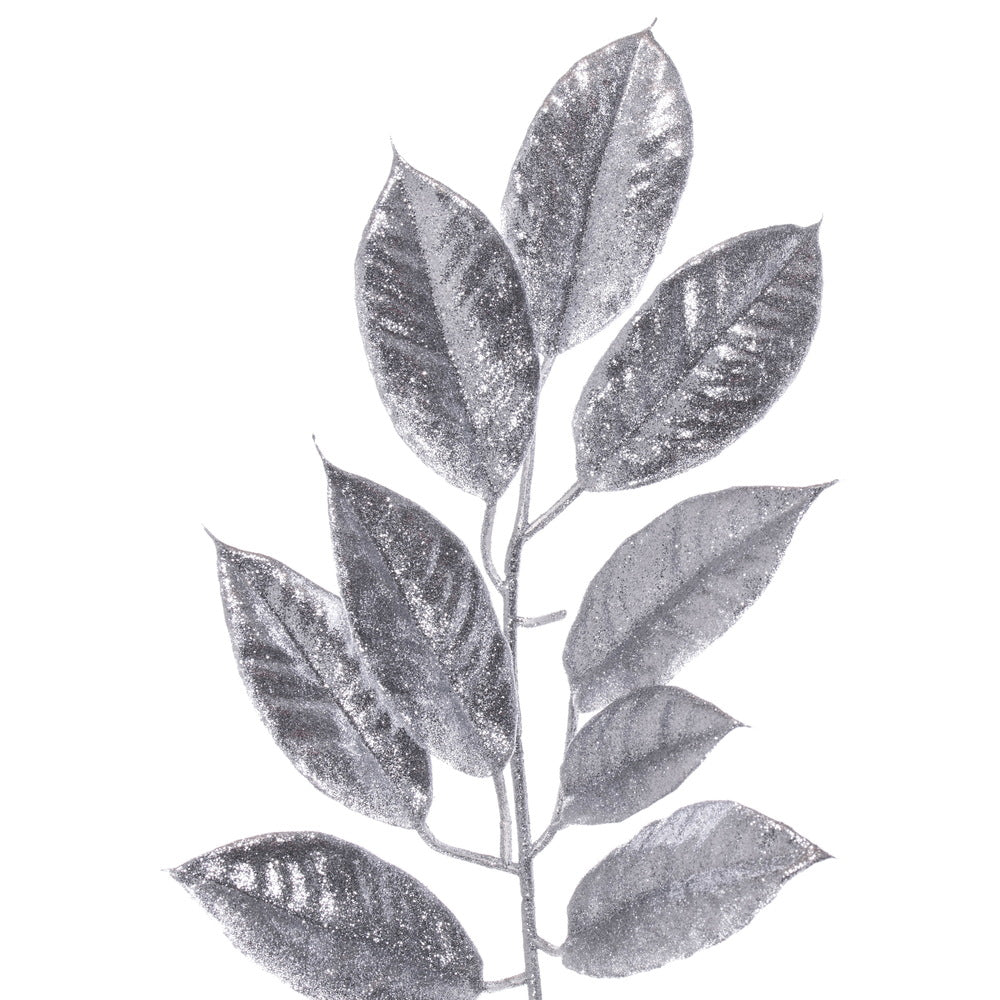 Vickerman 6' Silver Artificial Gardenia Glitter Garland. - Cheap-Us