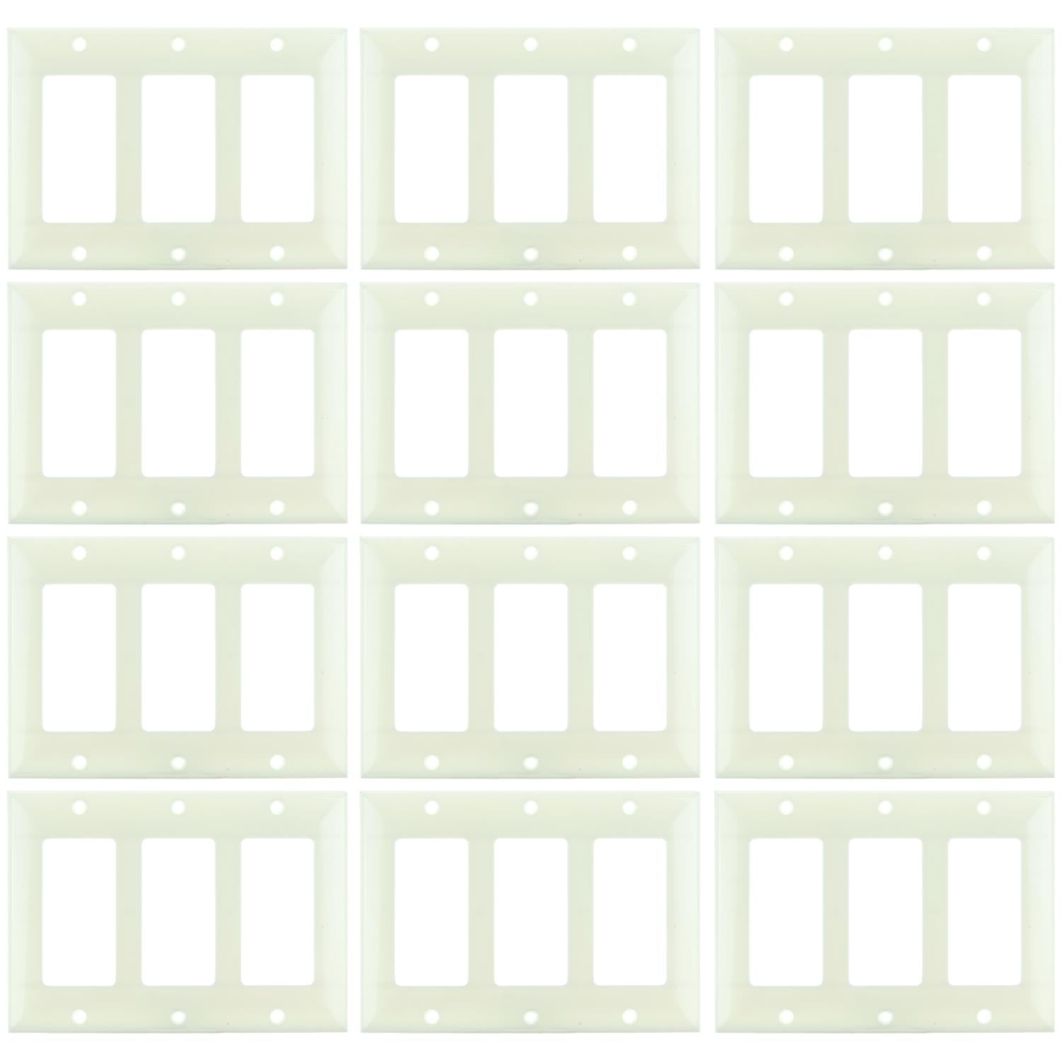 Sunlite E303/A 3 Gang Decorative Switch and Receptacle Plate, Almond - Cheap-Us