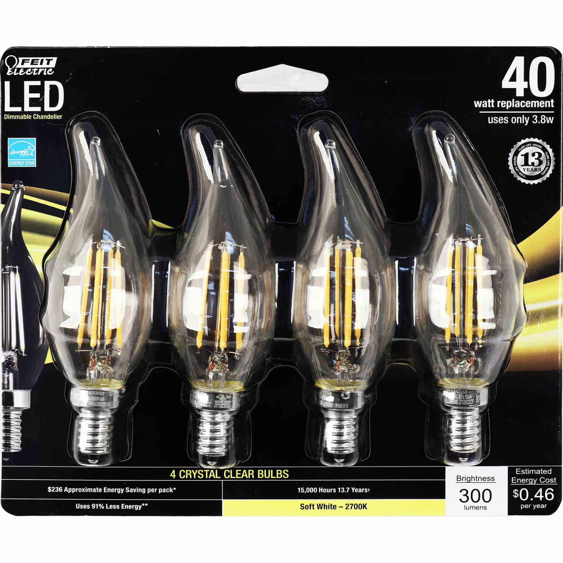 300 Lumen 2700K Dimmable Flame Tip LED - Cheap-Us