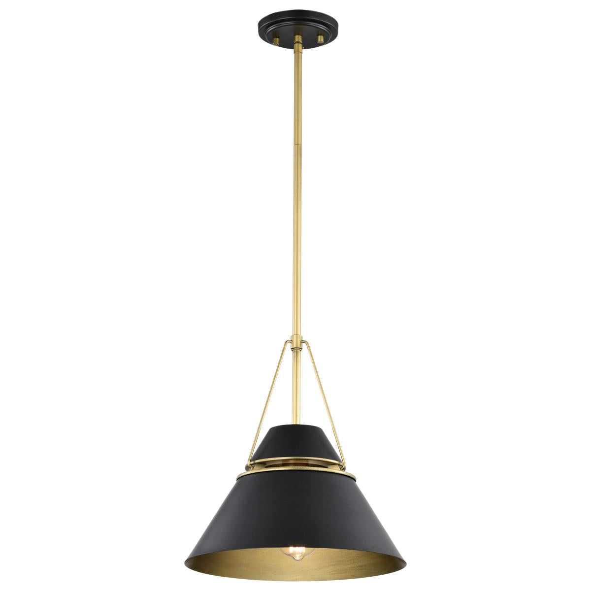 60-7766 ADINA 1 LIGHT MEDIUM PENDANT Adina 1 Light Medium Pendant; Matte Black and Natural Brass Finish - Cheap-Us