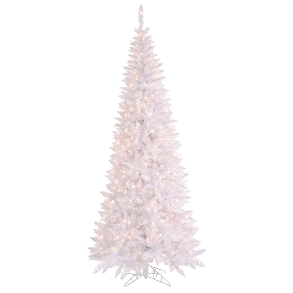 Vickerman 6.5' White Fir Slim Artificial Christmas Tree Warm White Dura-lit LED Lights - Cheap-Us