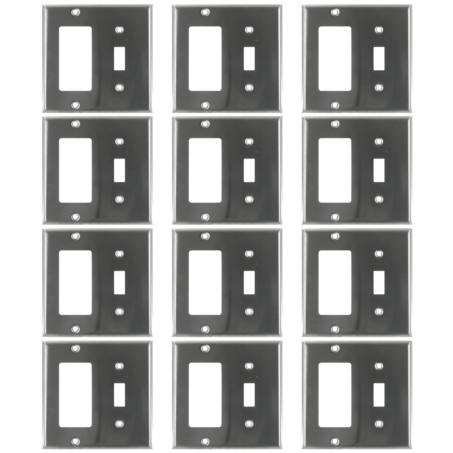 Sunlite E222/S 2 Gang Toggle Switch and Decorative Switch Receptacle Combo Plate, Steel - Cheap-Us