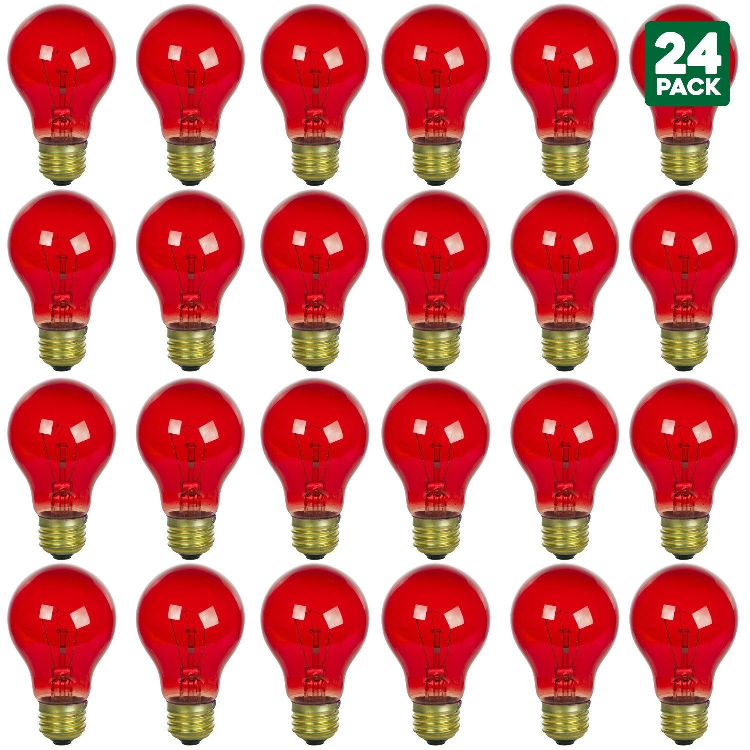 2 Pack of Sunlite 25 Watt A19 Colored, Medium Base, Transparent Red - Cheap-Us