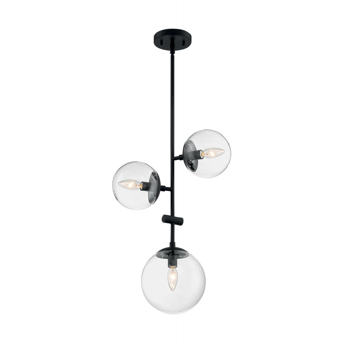60-7134 SKY 3 LIGHT PENDANT Sky - 3 Light Pendant with Clear Glass - Matte Black Finish - Cheap-Us