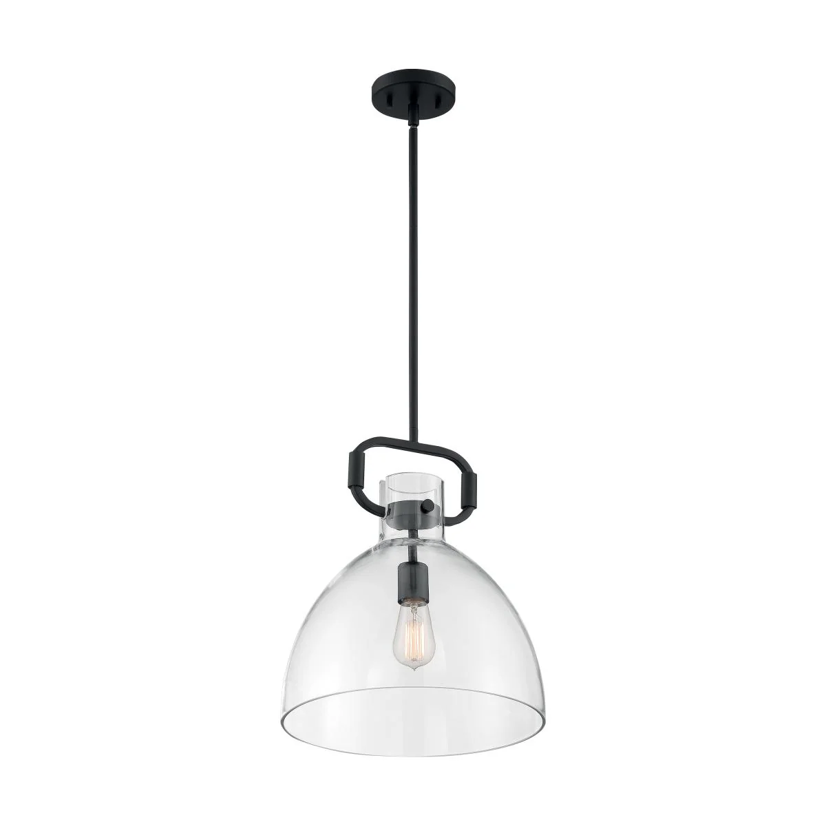 60-7152 TERESA 1 LT BELL PENDANT Teresa - 1 Light Pendant with Clear Glass - Matte Black Finish - Cheap-Us