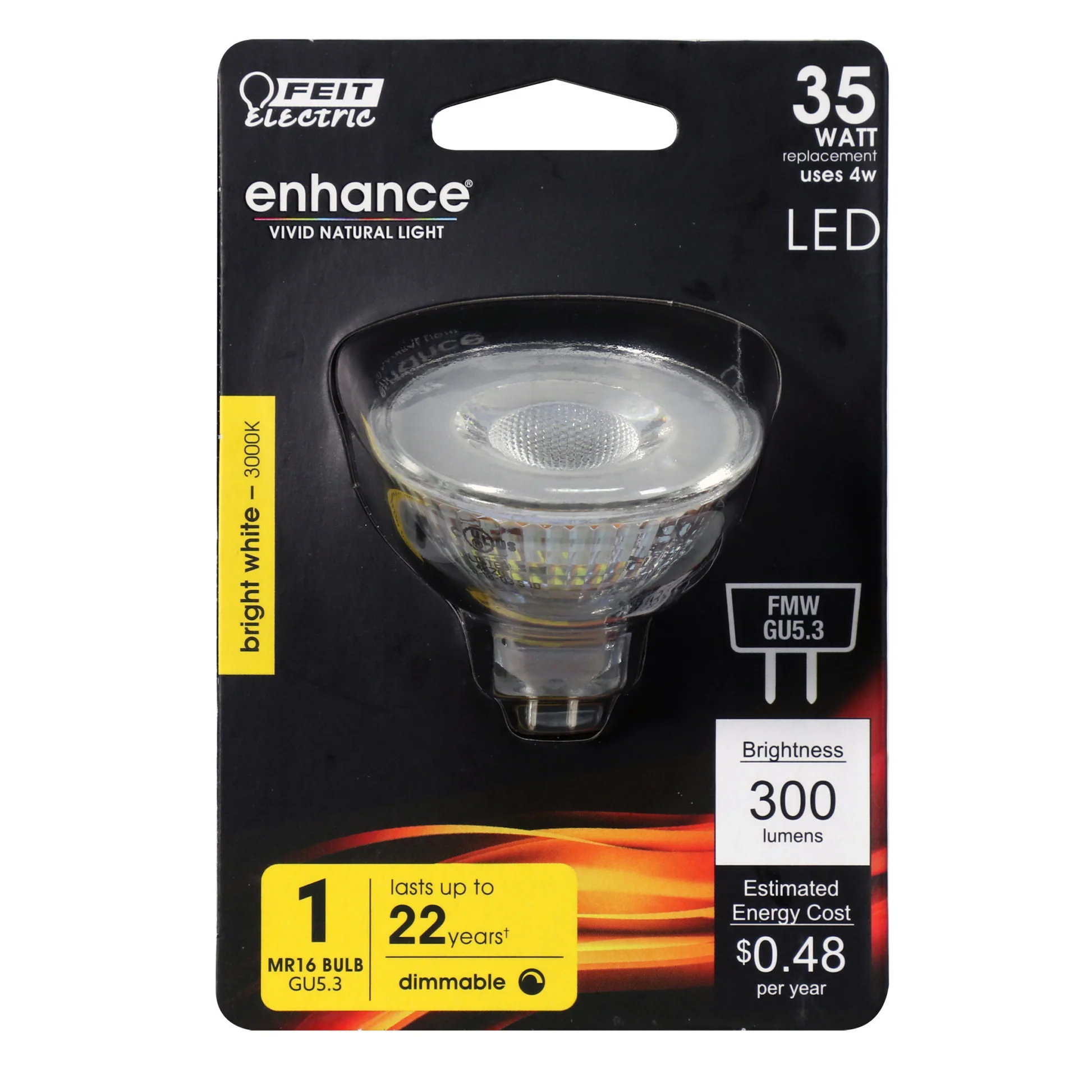 300 Lumens 3000K FMW GU5.3 MR16 Dimmable LED - Cheap-Us