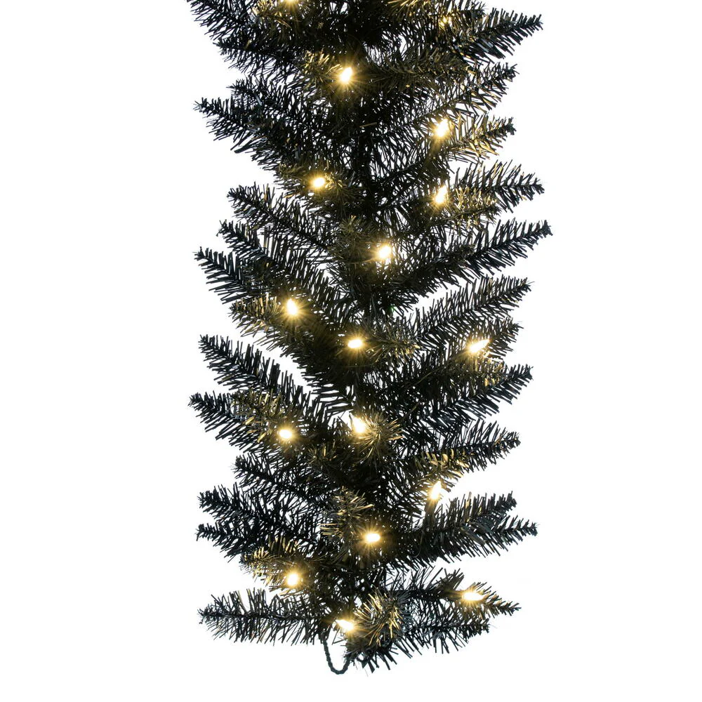 Vickerman 9' Black Fir Artificial Christmas Garland Warm White Dura-Lit LED lights. - Cheap-Us