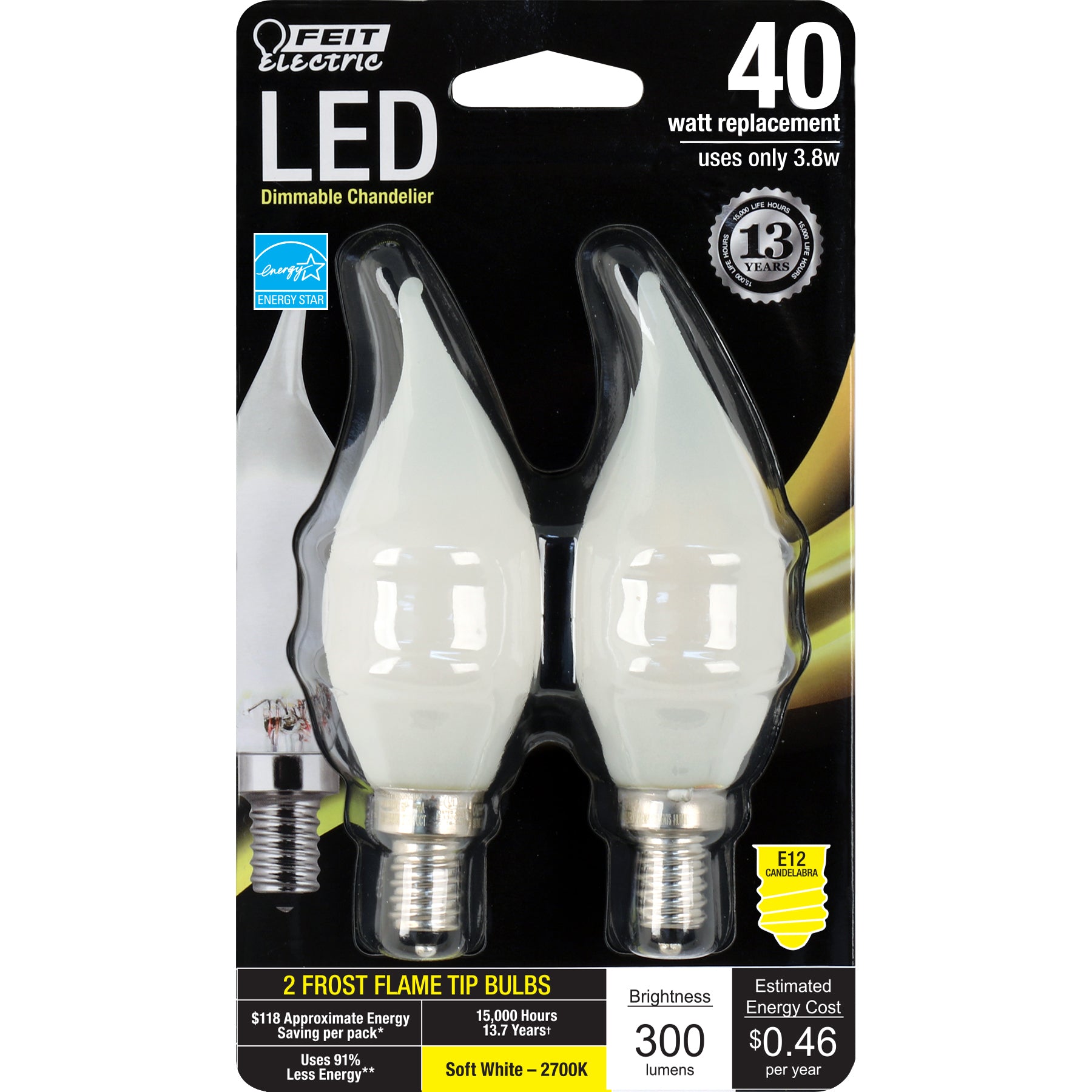300 Lumen 2700K Dimmable Flame Tip LED - Cheap-Us