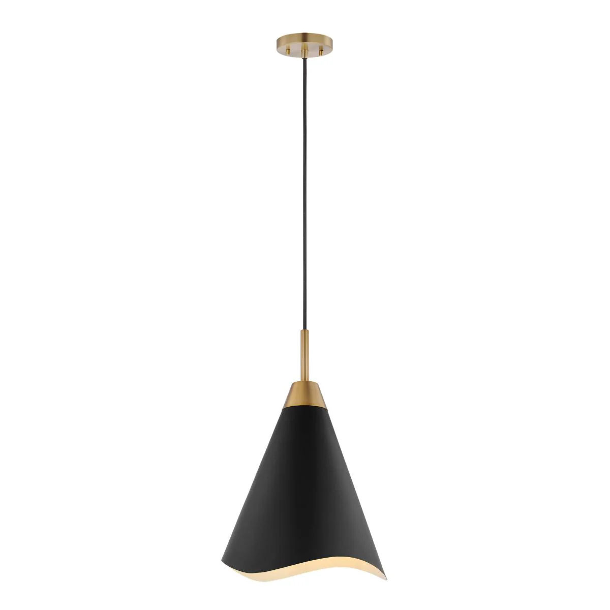 60-7473 TANGO 1 LIGHT MEDIUM PENDANT Tango; 1 Light; Medium Pendant; Matte Black with Burnished Brass - Cheap-Us