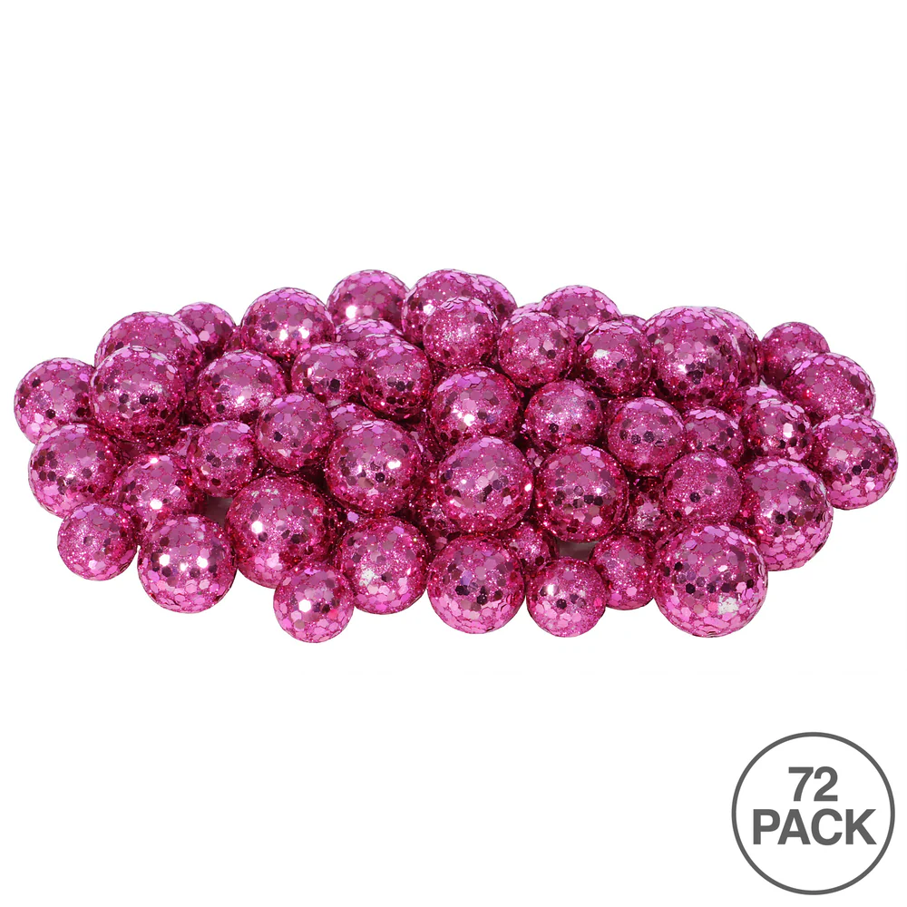 Vickerman 20MM/25MM/30MM Magenta Glitter Polystyrene Ball Christmas Ornament 72 per Bag - Cheap-Us