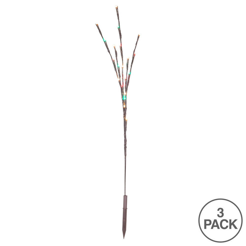 Vickerman 60 Red-White-Blue LED Twig Light Set on Brown Wire Pack of 3. - Cheap-Us