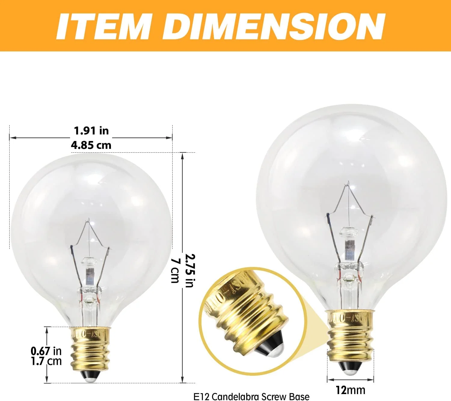 Sunlite 25 Watt G16.5 Lamp Candelabra Base Warm White, 12 Pack - Cheap-Us