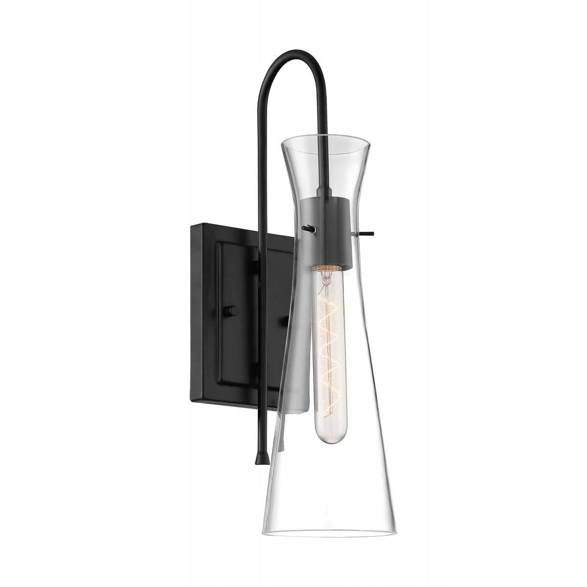 60-6877 BAHARI 1 LIGHT WALL SCONCE Bahari - 1 Light Sconce with Clear Glass - Black Finish - Cheap-Us
