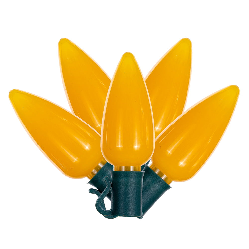 Vickerman 25 Yellow Ceramic C9 LED Light on Green 22AWG Wire 25'. - Cheap-Us