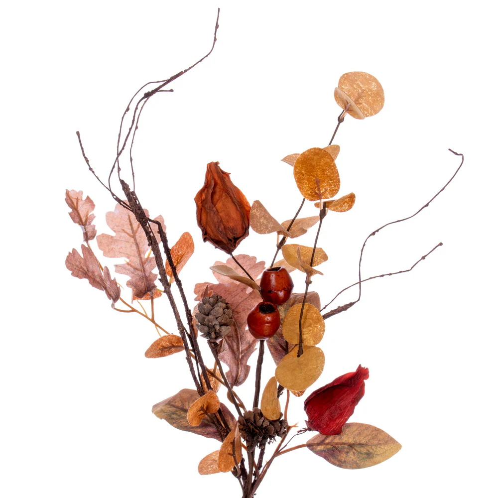 Vickerman 5' Autumn Orange Artificial Assorted Leaf Garland with Maple leaves and Pinecones. - Cheap-Us