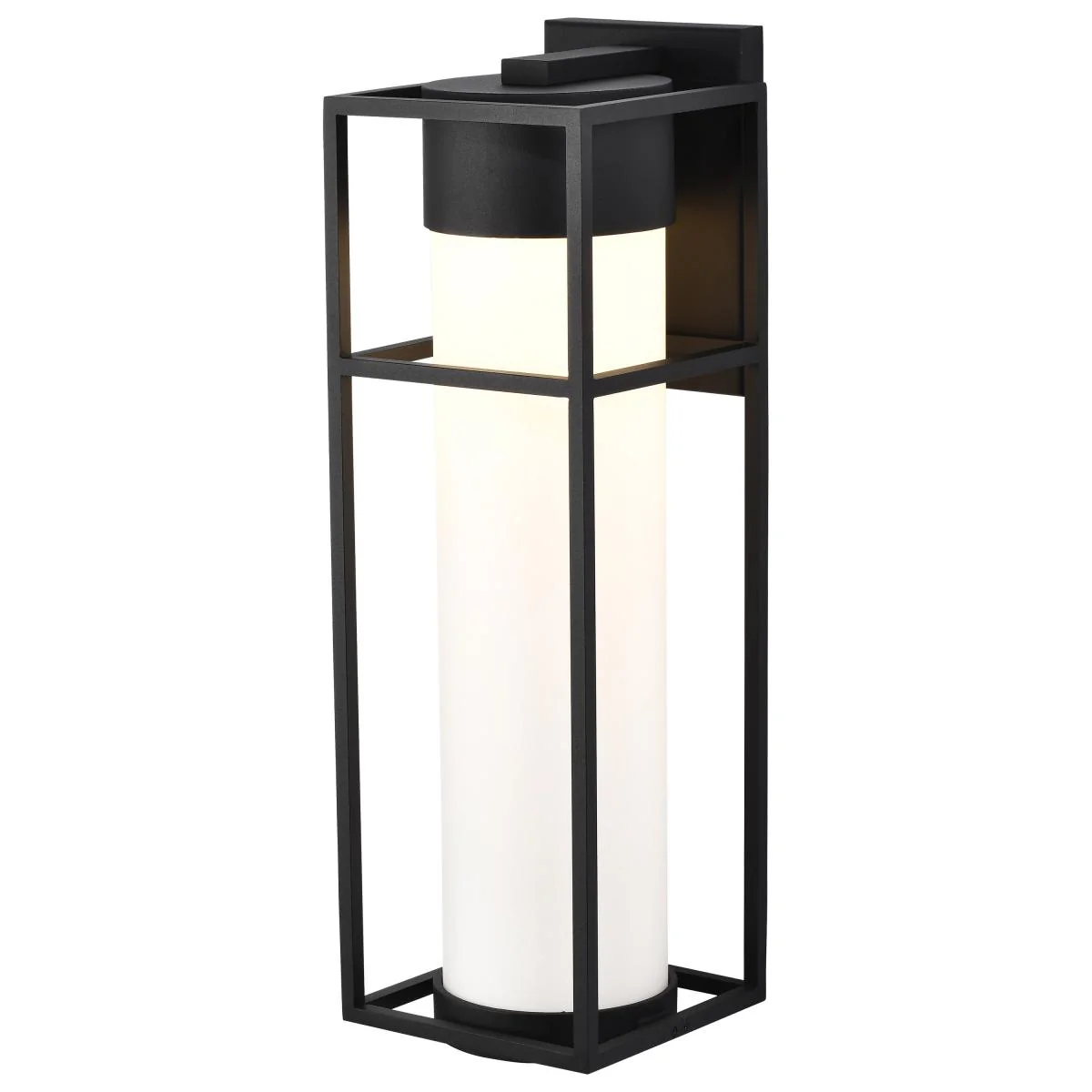 62-1613 LEDGES 10W LED LG WALL LANTERN Ledges; 10W LED; Large Wall Lantern; Matte Black with White Opal Glass - Cheap-Us