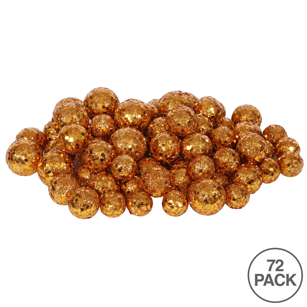 Vickerman 20MM/25MM/30MM Burnish Orange Glitter Polystyrene Ball Christmas Ornament 72 per Bag - Cheap-Us