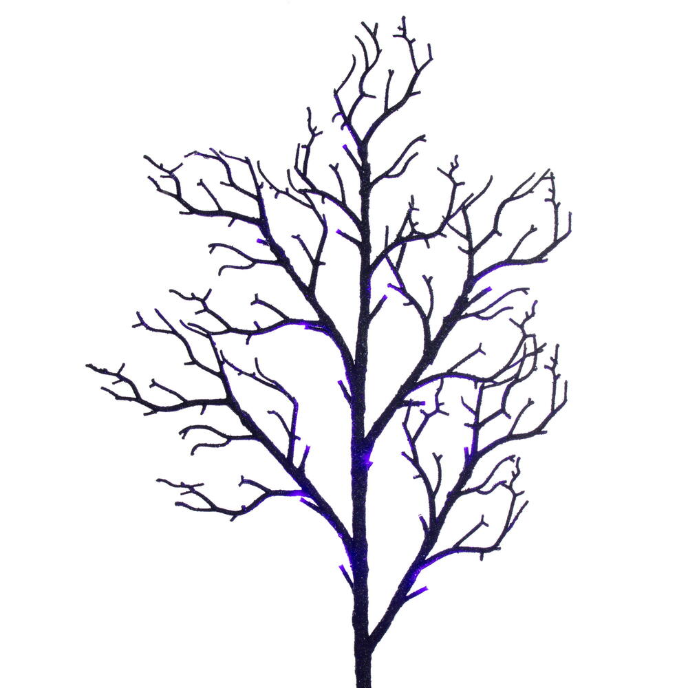 Vickerman 6' Black Twig Tree 96 Purple/Orange Lights. - Cheap-Us
