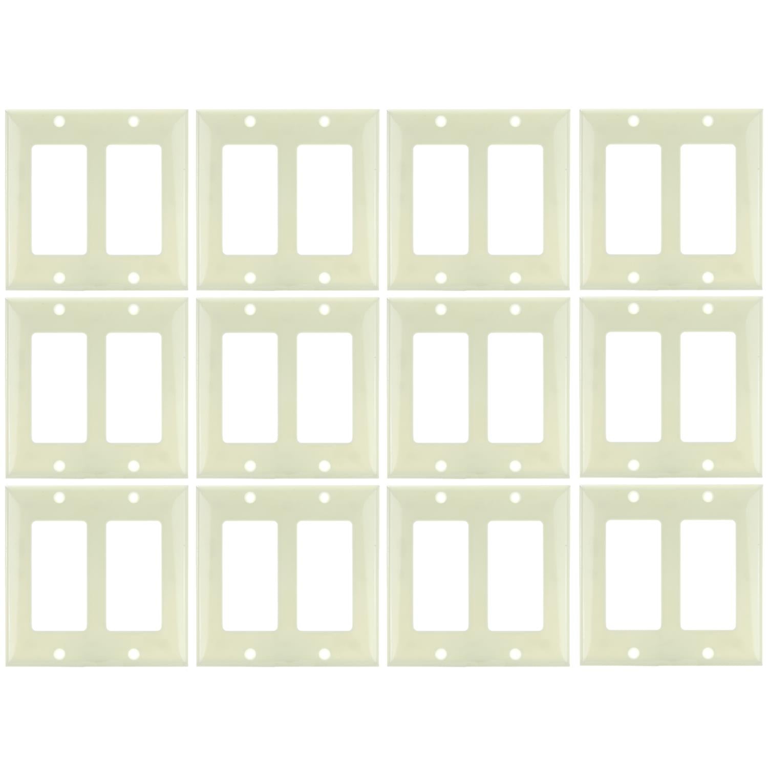 Sunlite E302/A 2 Gang Decorative Switch and Receptacle Plate, Almond - Cheap-Us