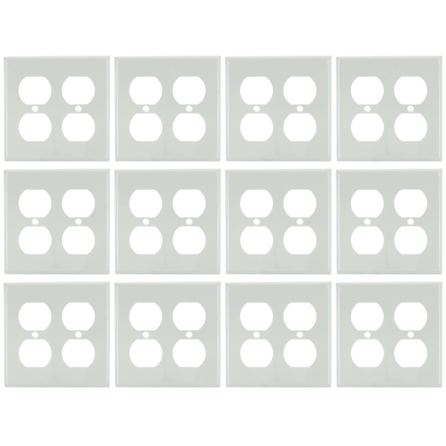 Sunlite E212/W 2 Gang Duplex Receptacle Plate, White - Cheap-Us