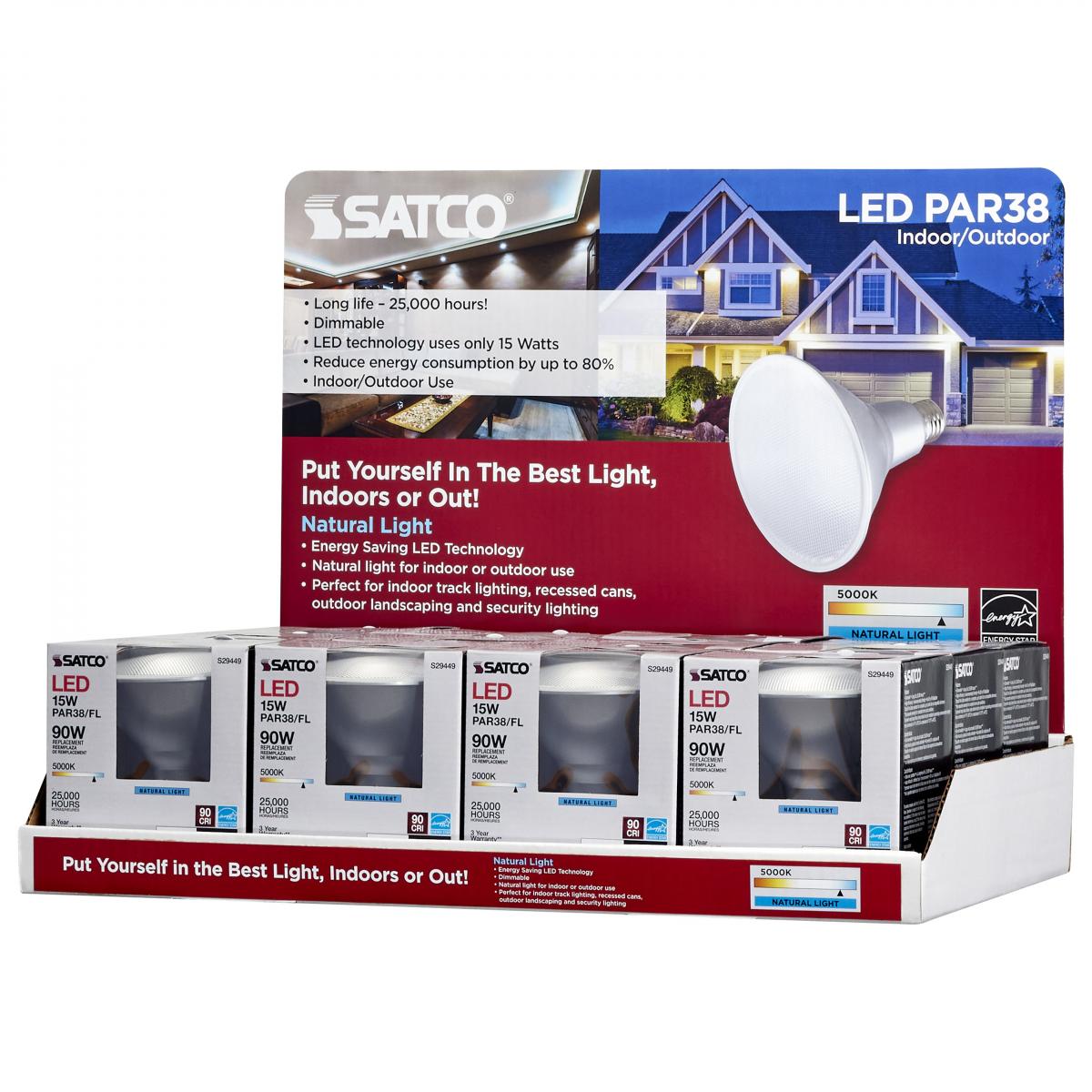 D2113 48PC S29449 15PAR38/40'/950 Display Unit Containing 48 Boxes of S29449; 15 Watt PAR38 LED; 5000K; Medium Base - Cheap-Us