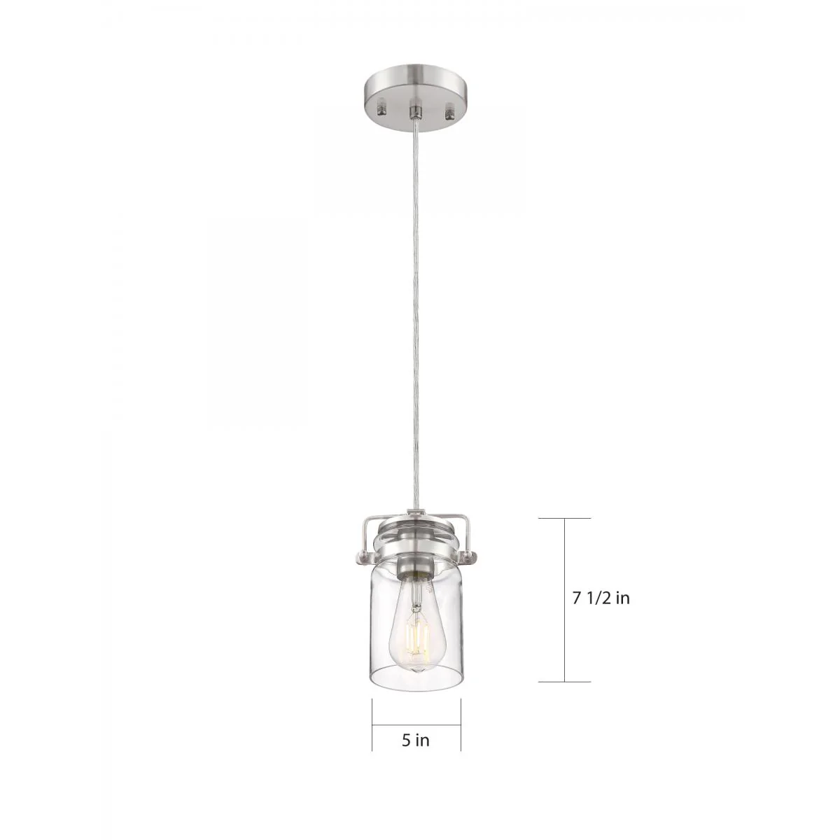 60-6736 ANTEBELLUM 1 LT MINI PENDANT Antebellum - 1 Light; Mini Pendant Fixture - Brushed Nickel Finish with Clear Glass - Cheap-Us