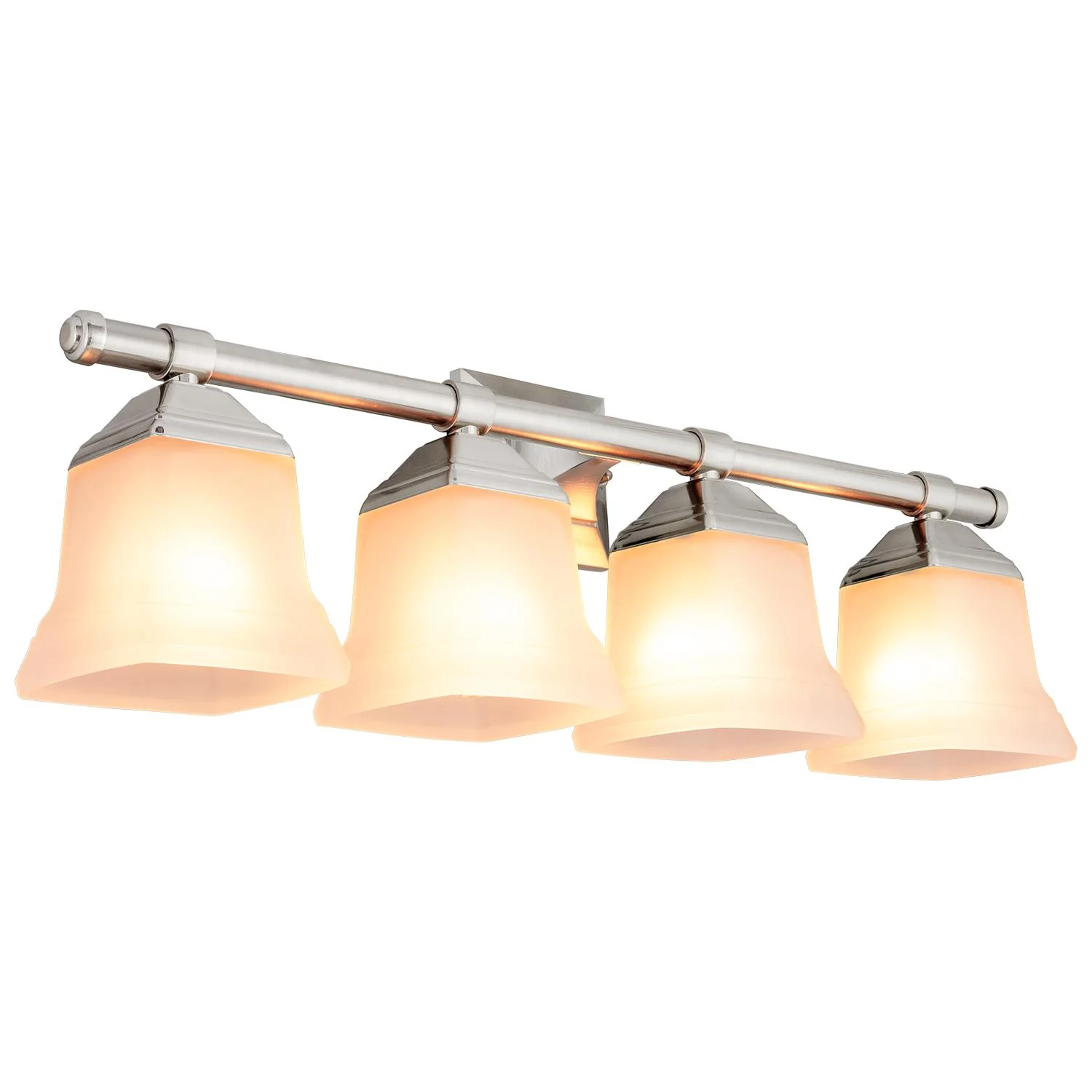 Sunlite 46064-SU Vanity Fixture Four Light 25 Inch, Bell Shaped Frosted Glass, Brushed Nickel Finish - Cheap-Us