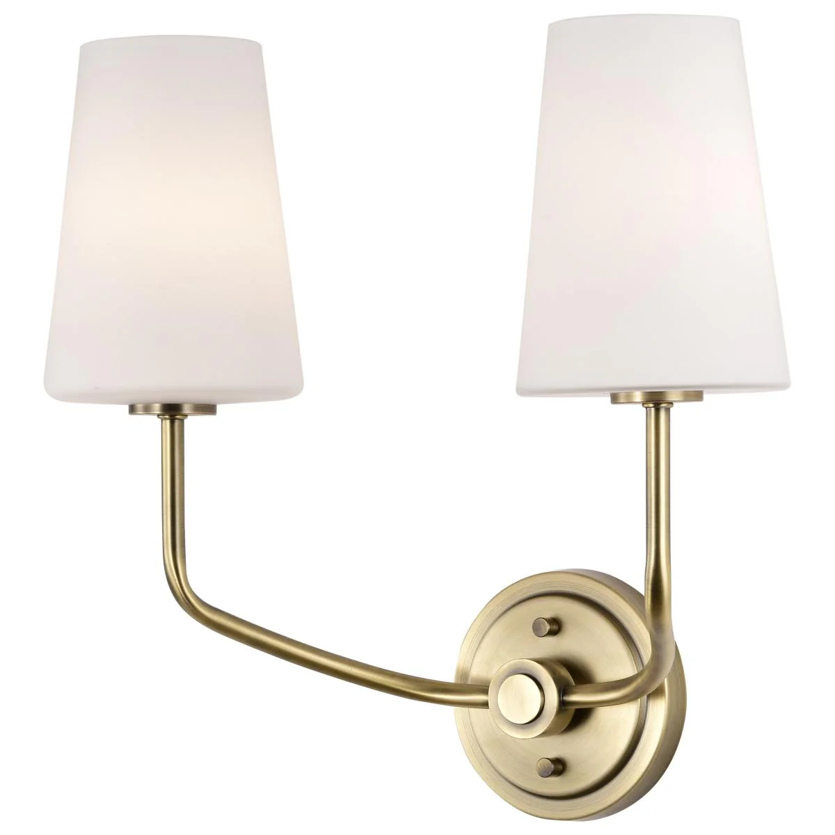 60-7882 CORDELLO 2 LIGHT SCONCE Cordello 2 Light Sconce; Vintage Brass Finish; Etched White Opal Glass - Cheap-Us