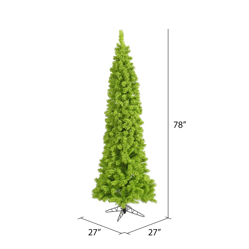 Vickerman 6.5' Flocked Lime Pencil Fir Artificial Christmas Tree Unlit - Cheap-Us