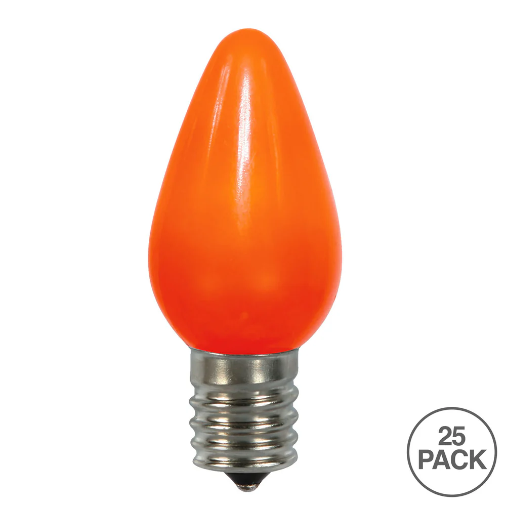 Vickerman C7 Ceramic LED Orange Twinkle Bulb  Nickel Base 120V .6 Watts 25 Bulbs per bag - Cheap-Us