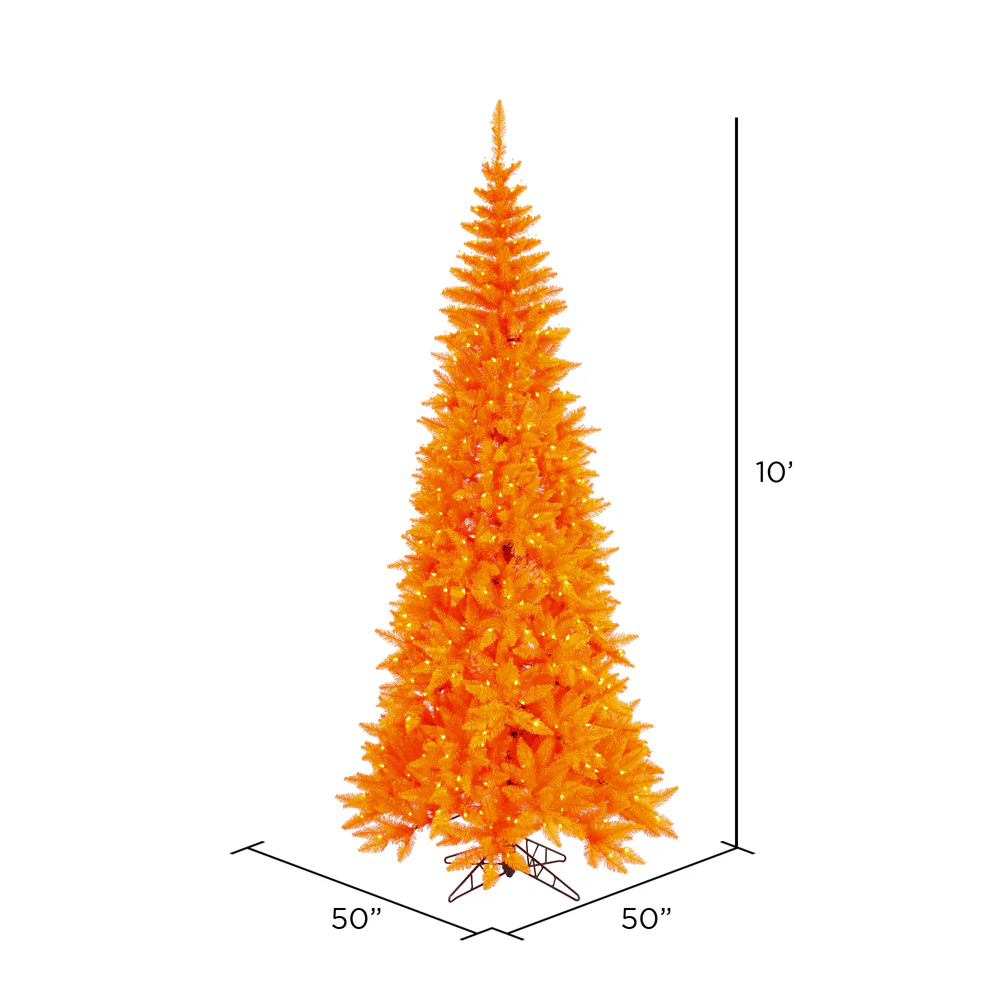 Vickerman 10' Orange Fir Slim Artificial Christmas Tree Orange  Dura-lit LED Lights - Cheap-Us