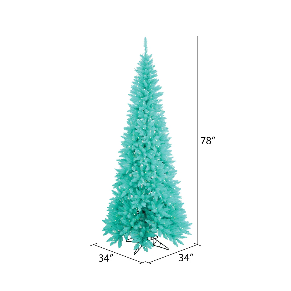 Vickerman 6.5' Aqua Fir Slim Artificial Christmas Tree Aqua Dura-lit LED Lights - Cheap-Us