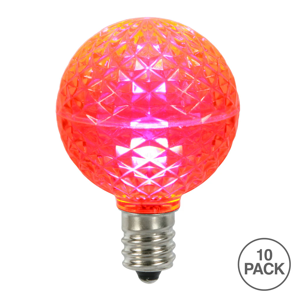 Vickerman G50 LED Pink Faceted Replacement Bulb, E17/C9 Nickel Base, 20 Pack. - Cheap-Us