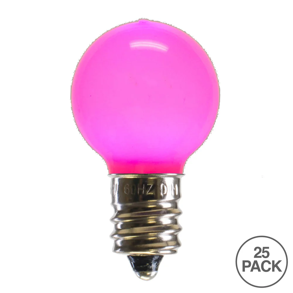 Vickerman G30 Pink Ceramic LED Nickel Base Bulb E12 120V .6 Watts Dimmable 25 Bulbs per Pack - Cheap-Us