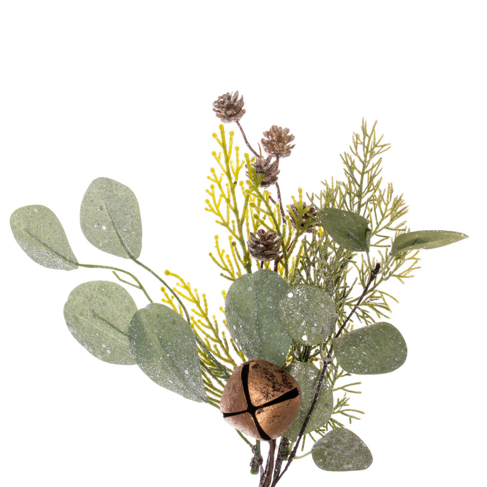 Vickerman 5' Artificial Winter Cedar Pinecone Eucalyptus and Brown Jingle Bell Garland - Cheap-Us