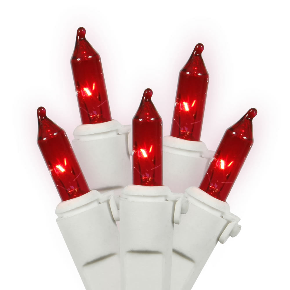 Vickerman 100 Red Mini Light Icicle Light on White Wire 9' Christmas Light Strand - Cheap-Us