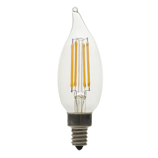 Luxrite LED Flame Tip Chandelier Light Bulb, E12 Candelabra Base, 5W, 2700K - Warm White, 500 Lumens, 80 CRI, Clear Finish, Dimmable, Pack of 10 (LR21593) - Cheap-Us