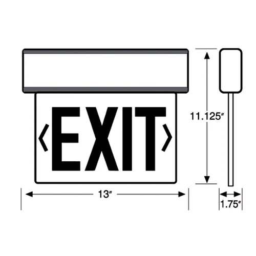 Westgate LED Edgelit Exit Sign W. B/C Double Face Univ 120/277V Red Letter , Mirror Panel, White Housing, LED Exit & Emergency Lighting, 4.5W - Cheap-Us