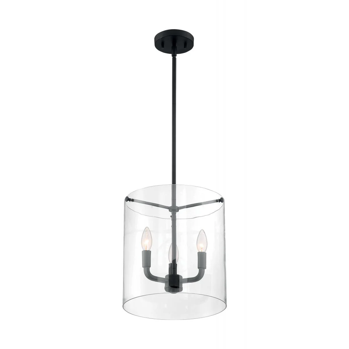 60-7277 SOMMERSET 3 LIGHT PENDANT Sommerset - 3 Light Pendant with Clear Glass - Matte Black Finish - Cheap-Us