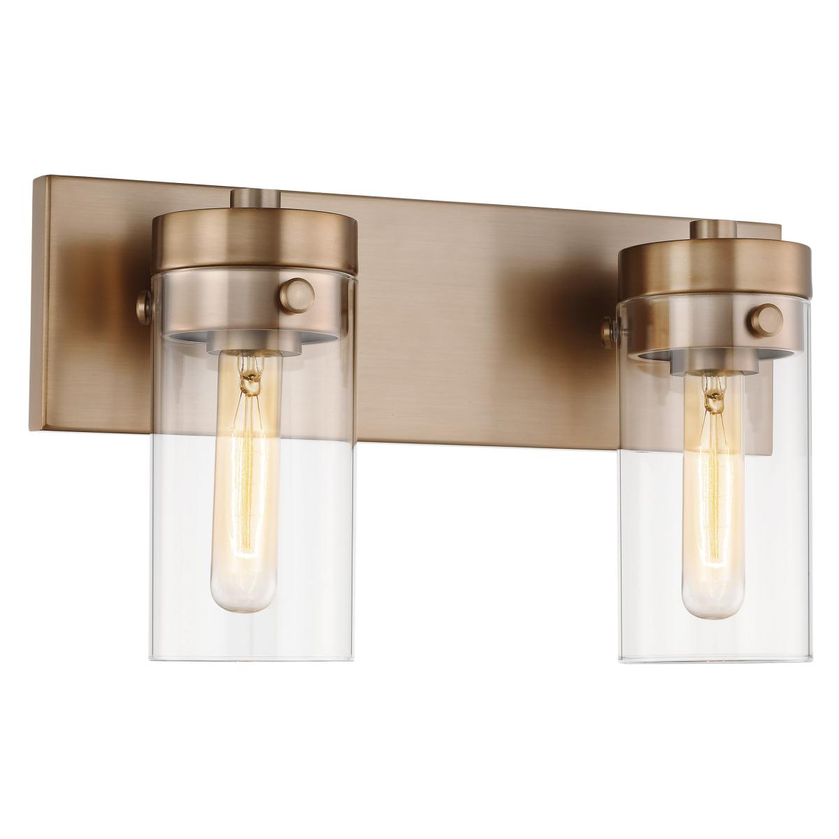 60-7532 INTERSECTION 2LT VANITY Intersection; 2 Light; Vanity; Burnished Brass with Clear Glass - Cheap-Us