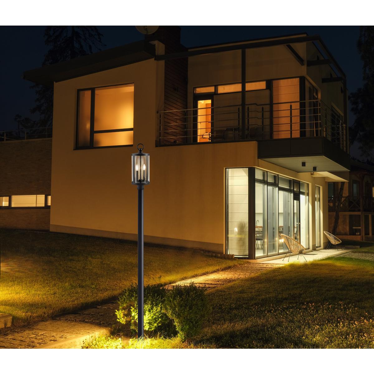 60-8114 BROADSTONE 2 LT POST TOP Broadstone; 2 Light Post Top; Matte Black with Clear Seeded Glass - Cheap-Us