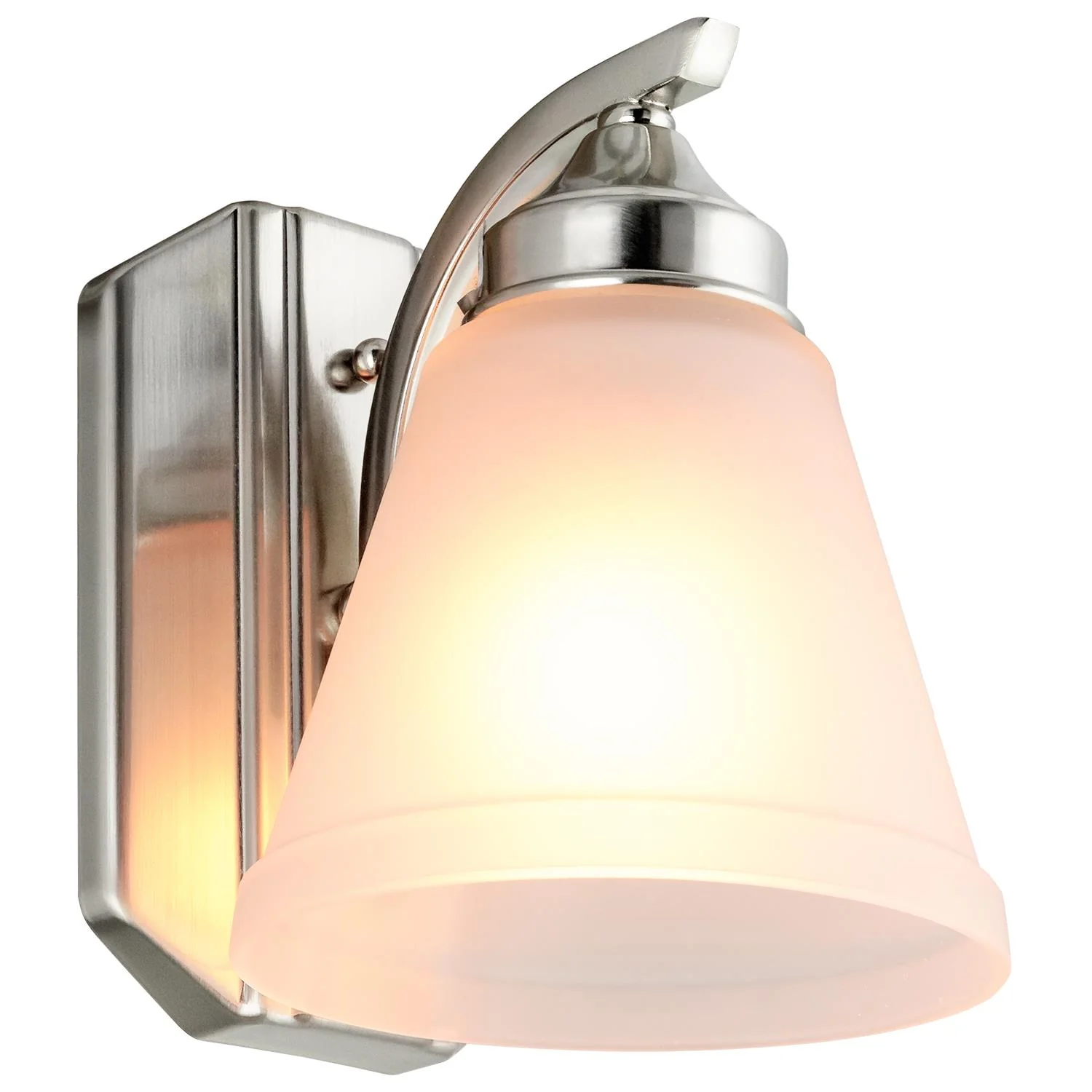 Sunlite 45055-SU Vanity Fixture One Light 8 Inch, Bell Shaped Frosted Glass , Brushed Nickel Finish - Cheap-Us