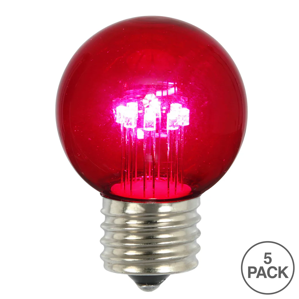 Vickerman Pink Glass G50 Transparent LED Replacement Bulb 5 per Box - Cheap-Us