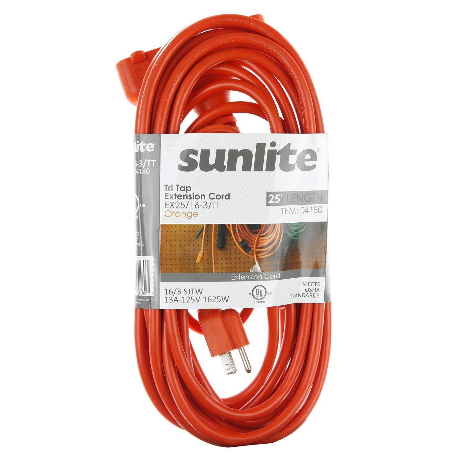 Sunlite EX25-16/3 25 Foot Extension Cord Tri Tap - Cheap-Us