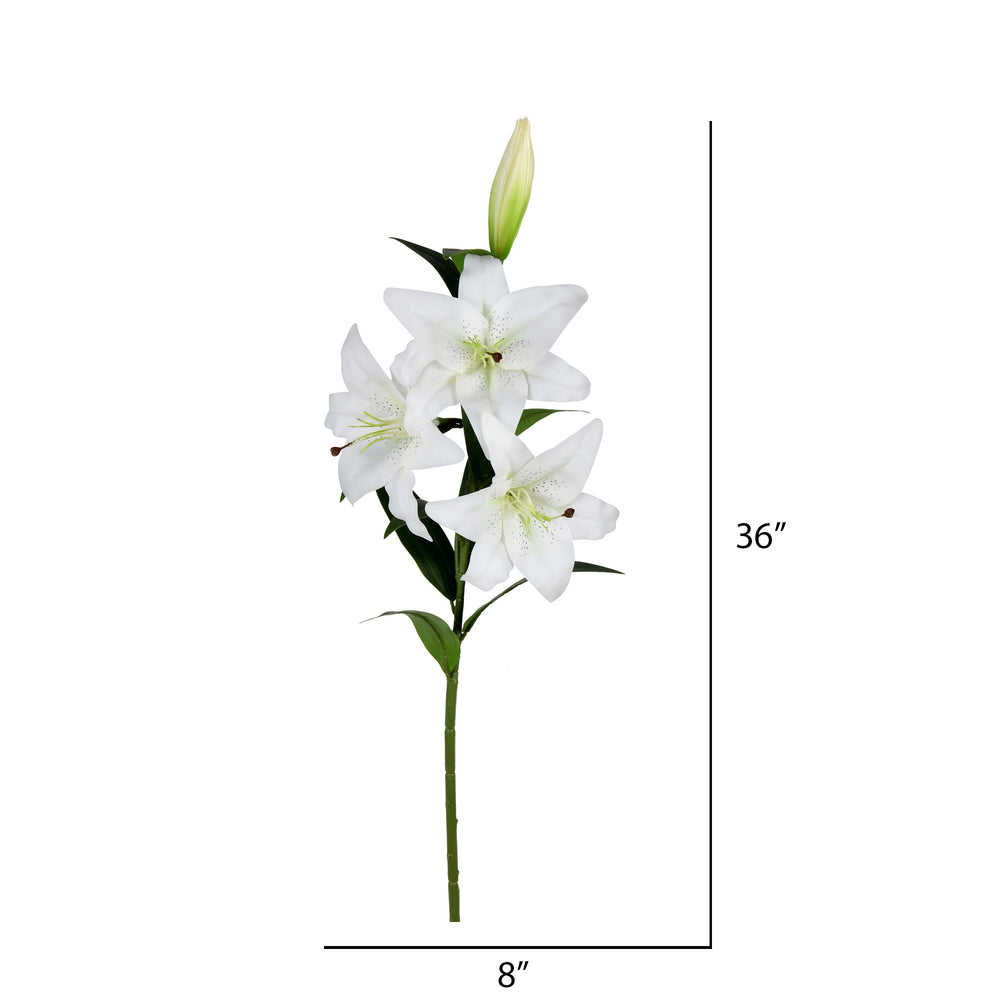 Vickerman 36'' Artificial White Real Touch Lily Spray. Includes 2 sprays per pack. - Cheap-Us