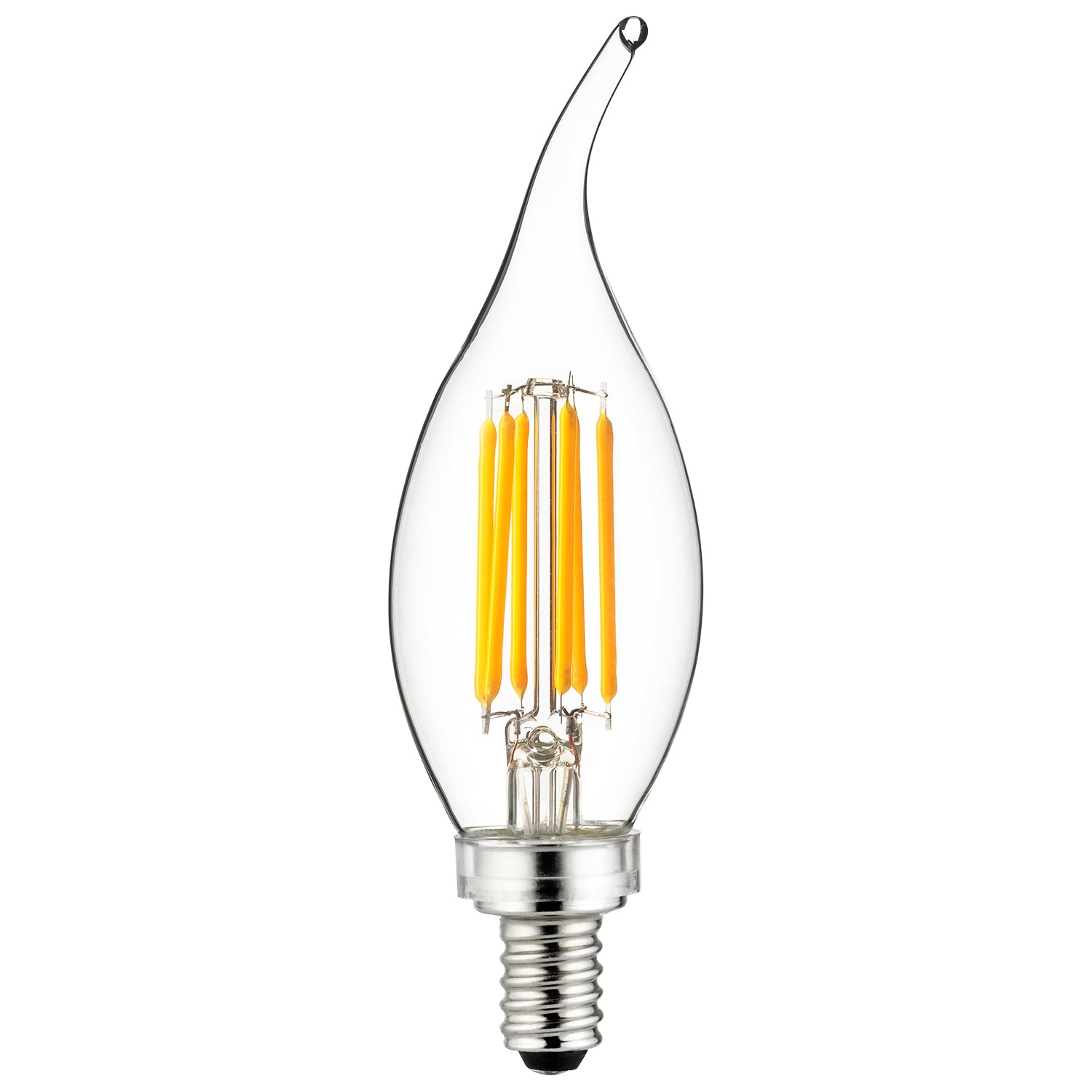 Sunlite 80663 LED Filament CA11 Flame Tip Chandelier Light Bulb, 5 Watts  (60W Equivalent), 600 Lumens, Candelabra Base (E12), Edison style, Dimmable, ETL Listed, 2700K - Warm White 12 Pack - Cheap-Us